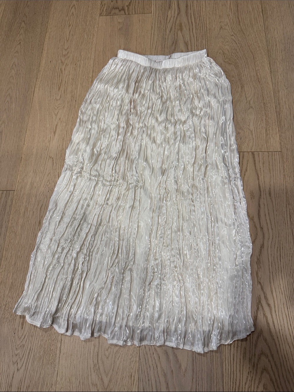 ESQUALO Shimmery Crinkle Midi Skirt - Ivory